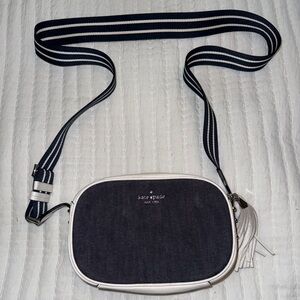 Kate Spade camera bag denim and white leather
